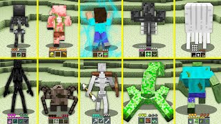 ALL HELL MOBS and MUTANT LIVE IN ENDER IN MINECRAFT HOW TO PLAY GHAST SKELETON ZOMBIE HEROBRINE