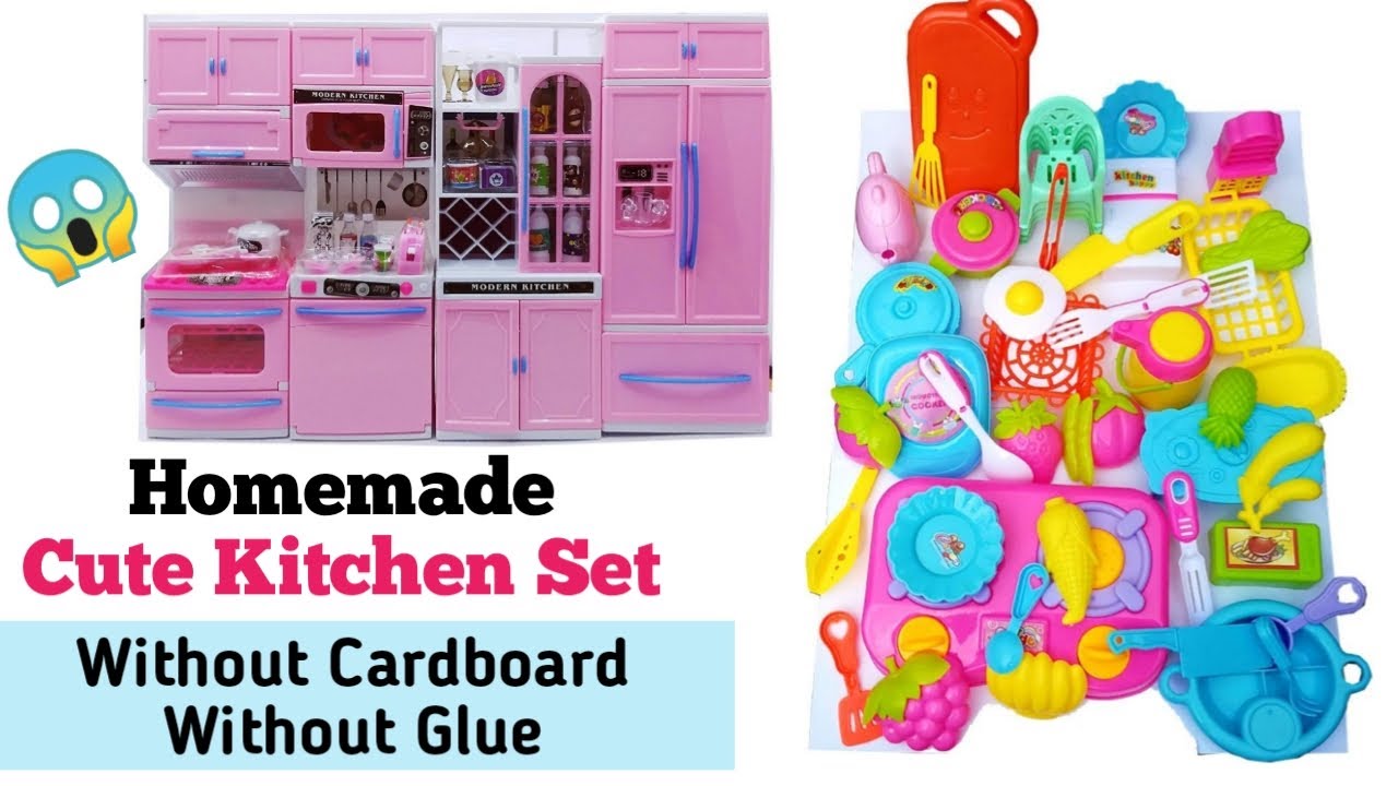 How To Make Kitchen Set At Home Without Glue,Cardboard,Clay/DIY