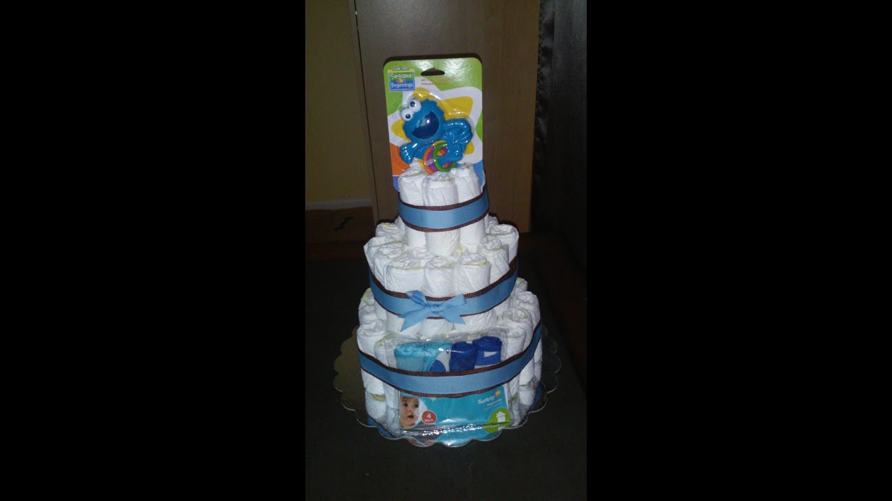 How to make a 3tier Diaper Cake for Baby Boy Easy