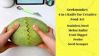 Stainless Steel Melon Baller, Fruit Digger | 4 in 1 Knife for Creative Food Art