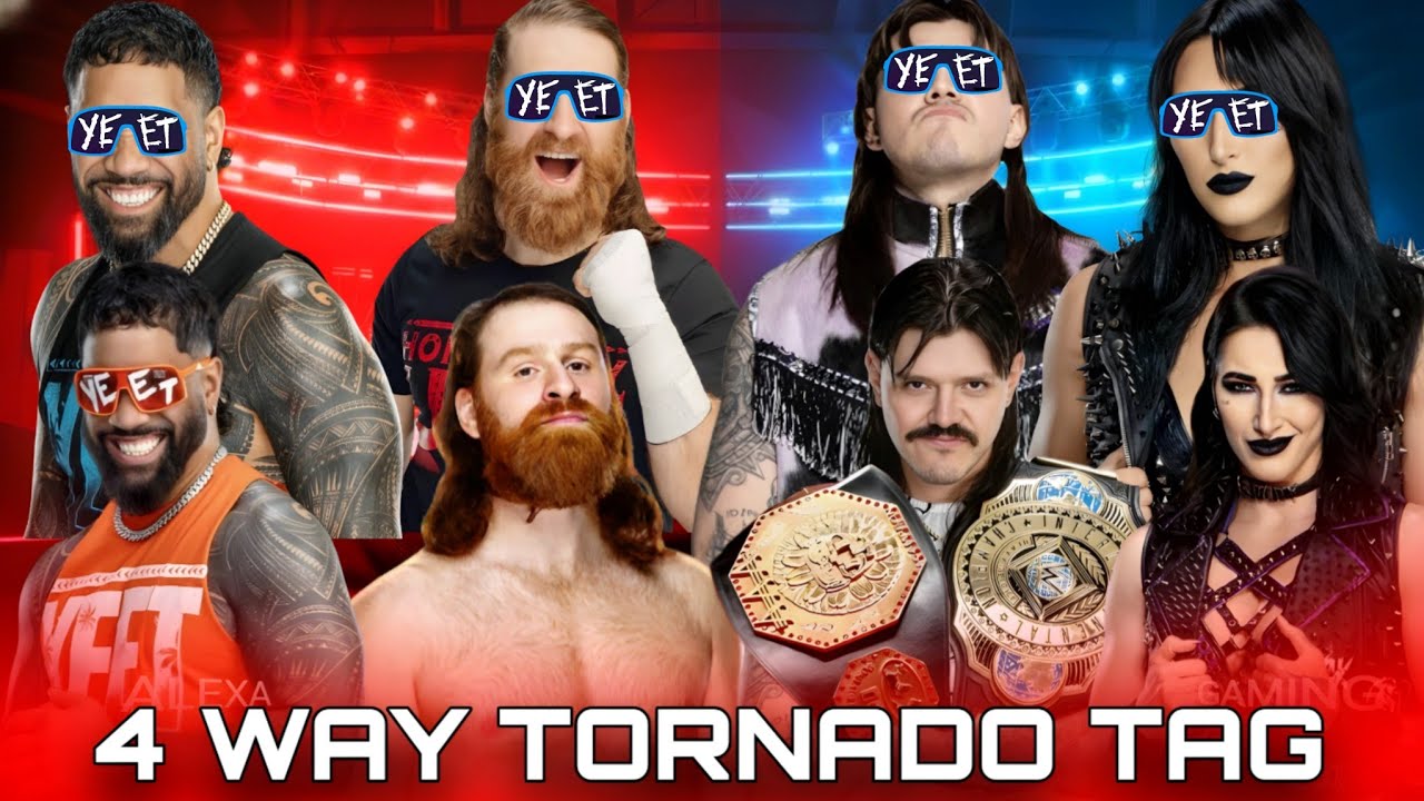 WWE 2K25 - 4 WAY TORNADO TAG - Team Jey Uso VS Sami Zayn VS Dominik Mysterio VS Rhea Ripley | WWE 