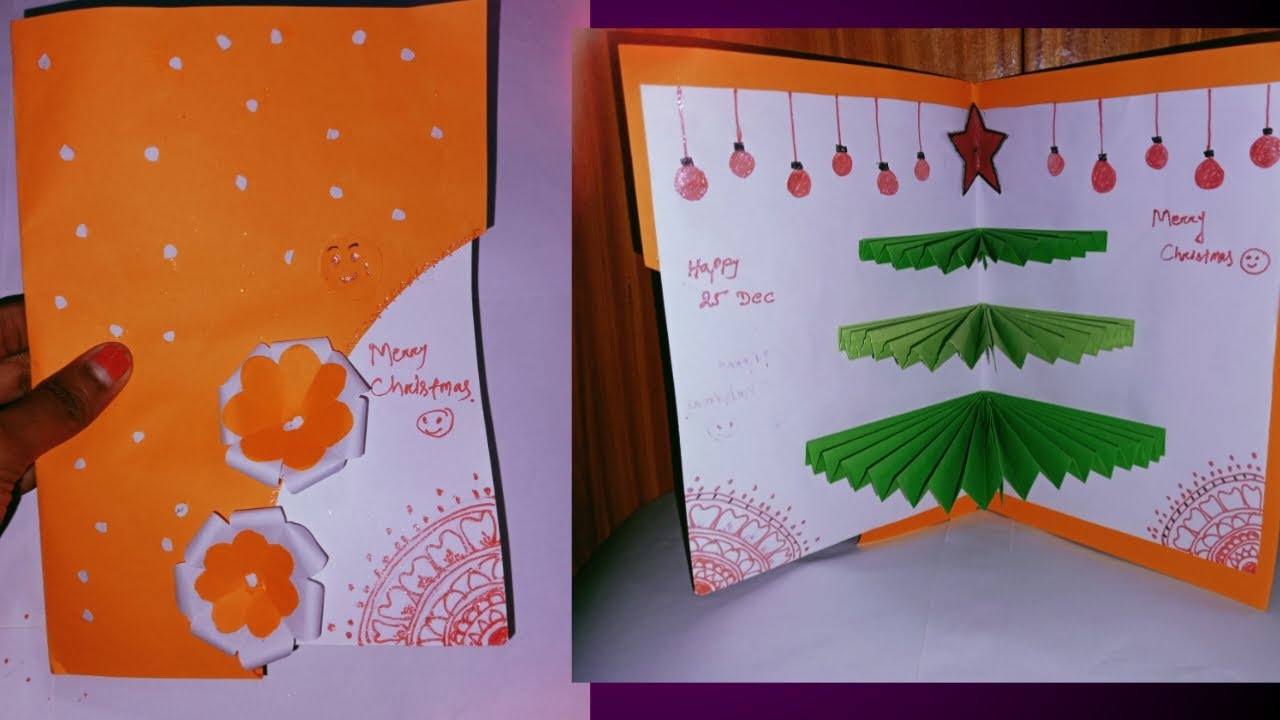 Christmas Card making with paper DIY Popup Christmas Card wishing