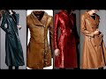 Vintage stylish pure leather genuine winter long coat/long blazer leather outfits ideas