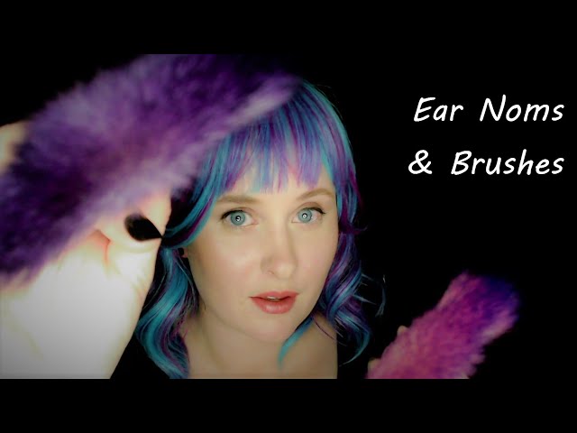 Face Brushing ASMR layered with Ear Noms ♡ Ear eating ASMR ♡ Mouth Sounds ASMR