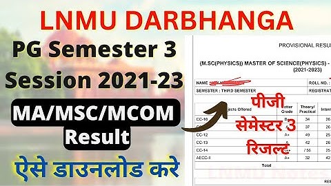 LNMU PG Semester 3 Result Download (session 2021-23) MA/MSC/MCOM | LNMU Notes