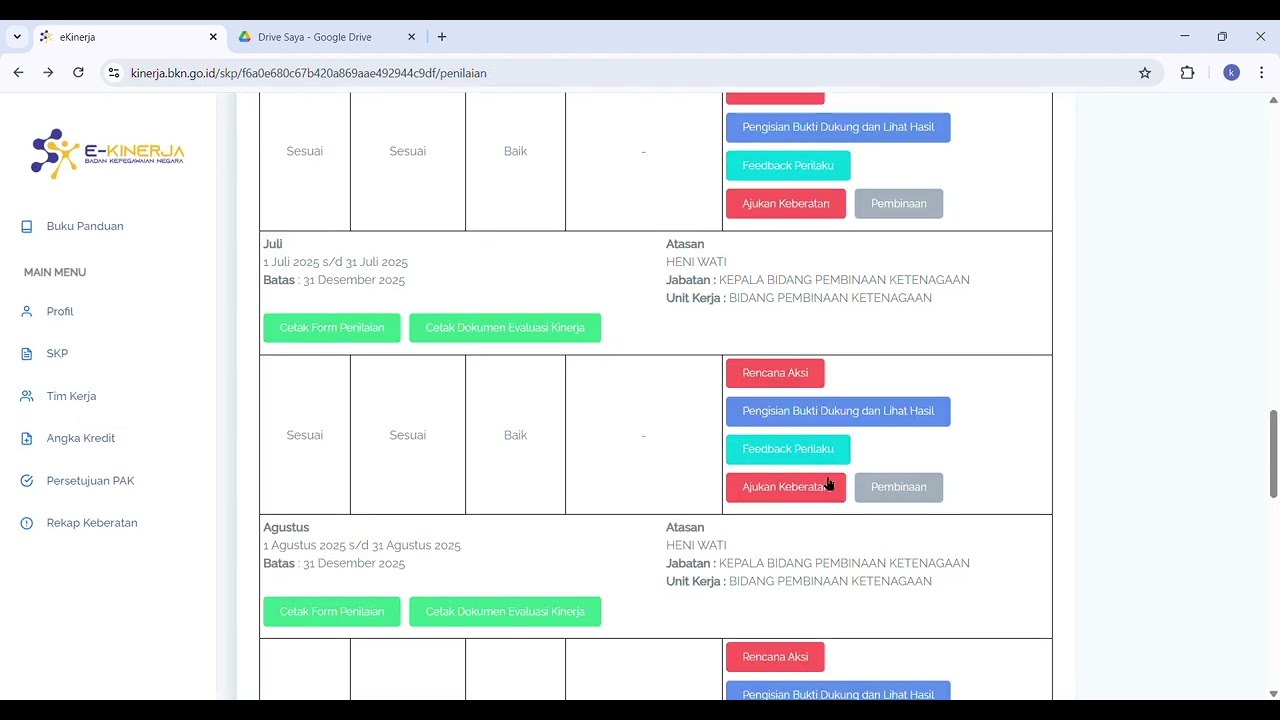 Tutorial Penilaian SKP Bawahan ekinerja BKN oleh kepala Sekolah 2025