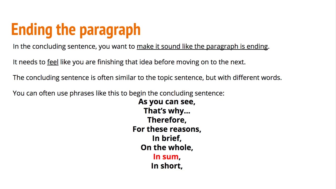 English Writing The Concluding Sentence YouTube