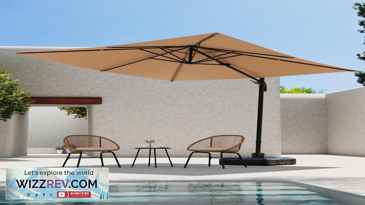 LAUSAINT HOME Outdoor Patio Umbrella Large Cantilever Umbrella Windproof Patio Offset