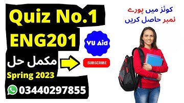 Eng201 quiz 1 2023 | eng 201 quiz 1 solution 2023 | eng201 quiz 1 spring 2023 | eng201 quiz 1