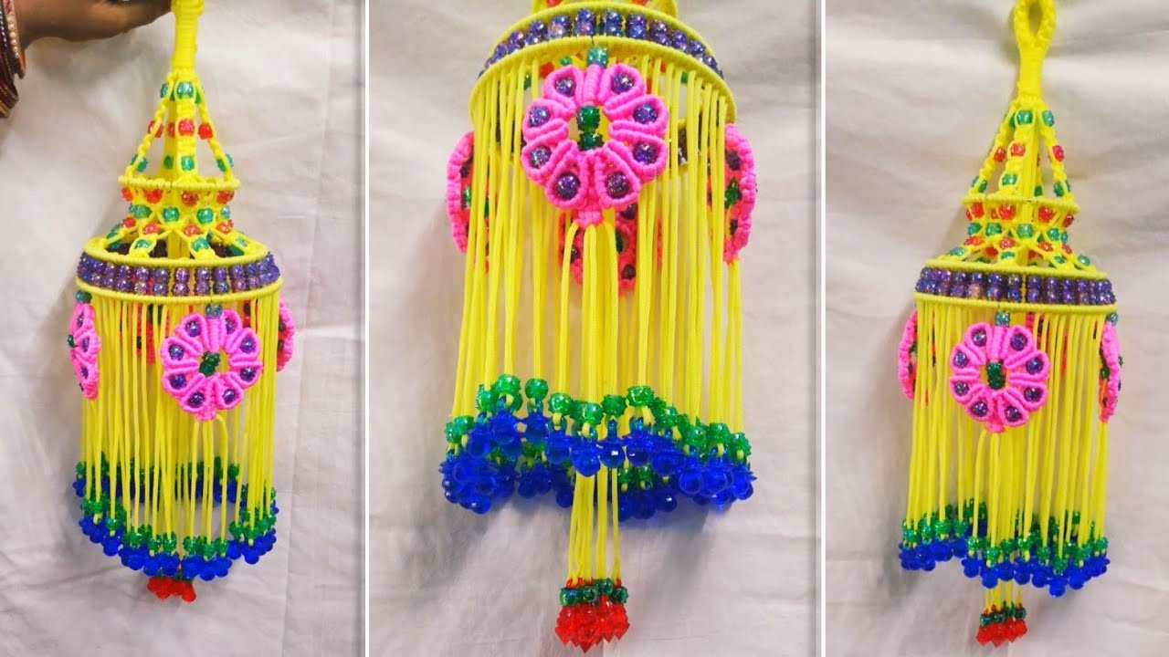 मायक्रम झूमर # Diy easy macrame jhumar # Full hindi tutorial# wall hanging