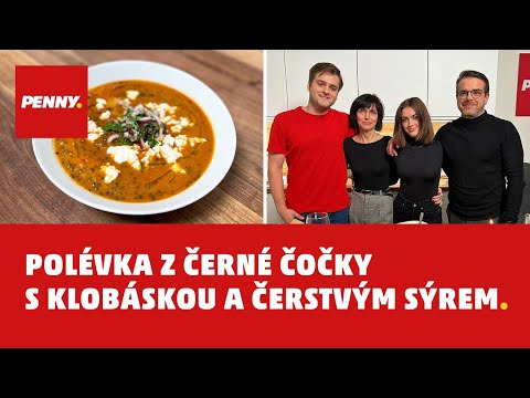 RECEPT – Polévka z černé čočky s klobáskou a čerstvým sýrem.