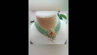 Gold ruby and emerald beads/ necklace design collection /pusalu chain design/