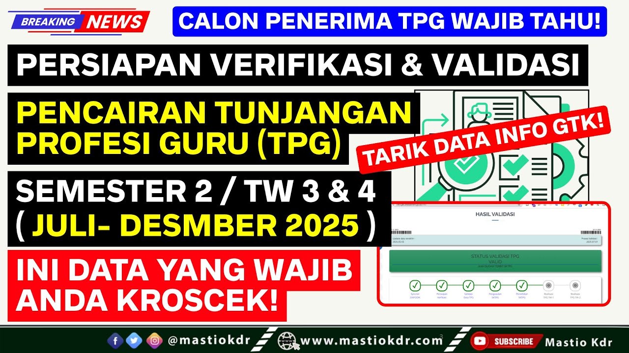 Persiapan! Verifikasi & Validasi Data Info GTK, Untuk Pencairan TPG TW 3 & 4  [ Jul-Des 2025 ]