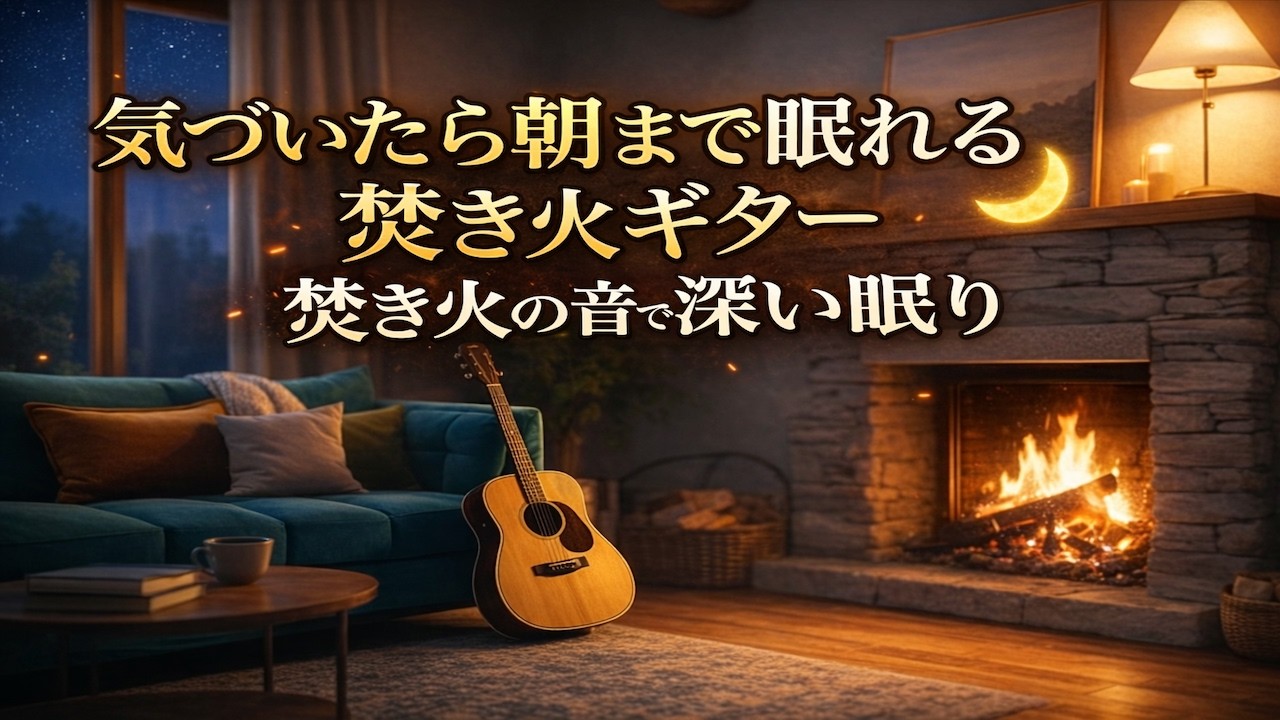 気づいたら朝まで眠れる癒しのギター|焚き火の音で深い眠り