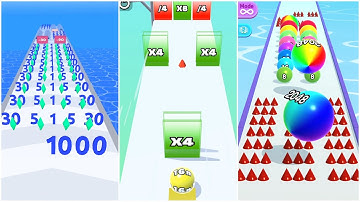 2048 Race Battle! Jelly Run vs Ball Run vs Number Master | Record 16aa vs 8192 vs 6.9K