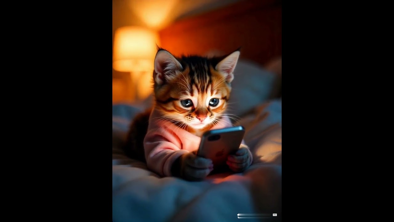 Cat playing with mobile 