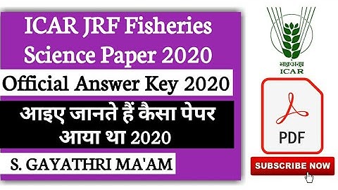 ICAR JRF Fisheries Science Solved Question Paper 2020 | S. Gayathri Ma