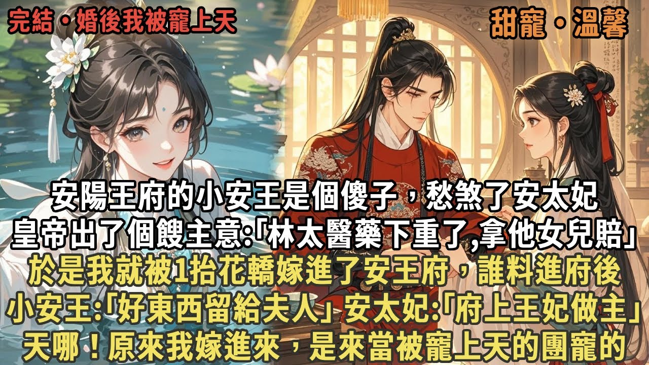 安陽王府的小安王是個傻子愁煞了安太妃，皇帝出了個主意:｢林太醫藥下重了,拿他女兒賠｣，於是我就被抬進了安王府，誰料進府後，小安王:｢好東西留給夫人｣ 安太妃:｢府上王妃做主｣，原來我嫁進來是來當團寵的