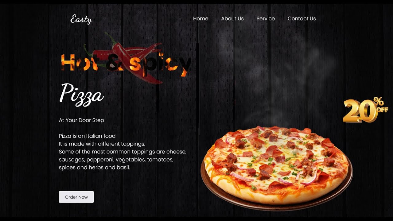 How To make a Landing page of a Pizza Website Design | Using HTML, CSS ...