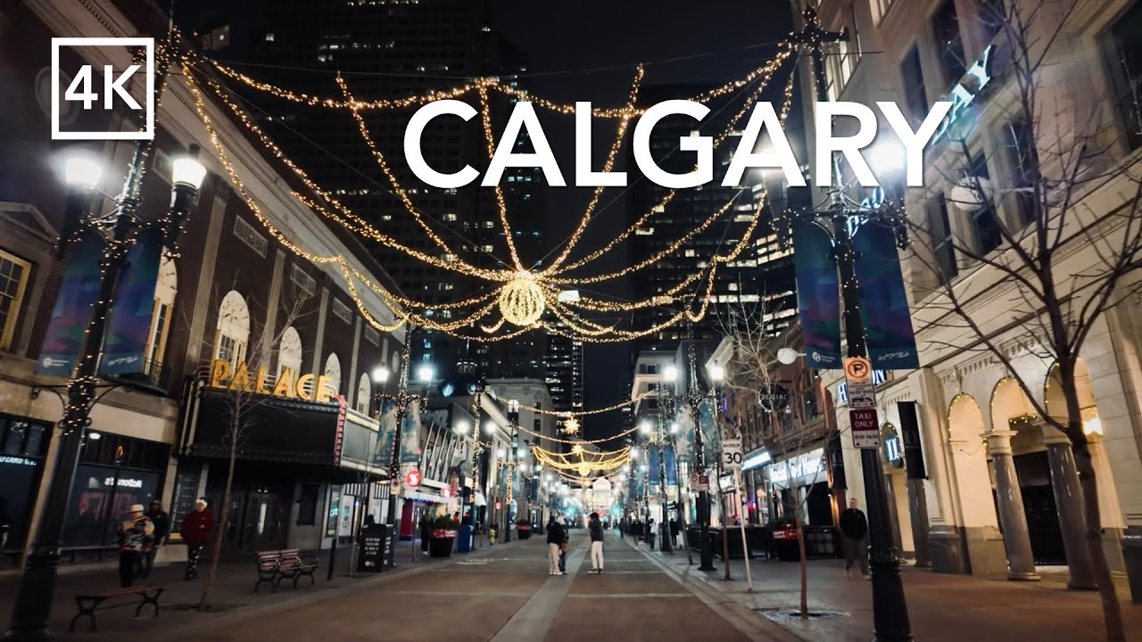 [4K Walk] 🇨🇦 Downtown Calgary January 2024 Stephen Ave Light Up Explore ...