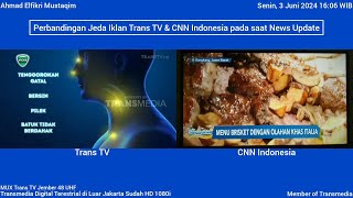 Download lagu Perbandingan Jeda Iklan Trans TV & CNN Indonesia pada saat News Update (3 Juni 2024)