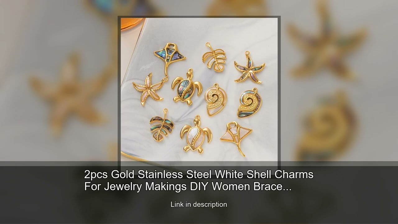 2pcs Gold Stainless Steel White Shell Charms For Jewelry Makings DIY Women Bracelet Necklace Je