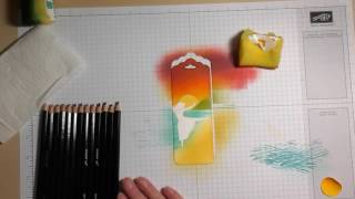 Sponged sunset scene bookmark