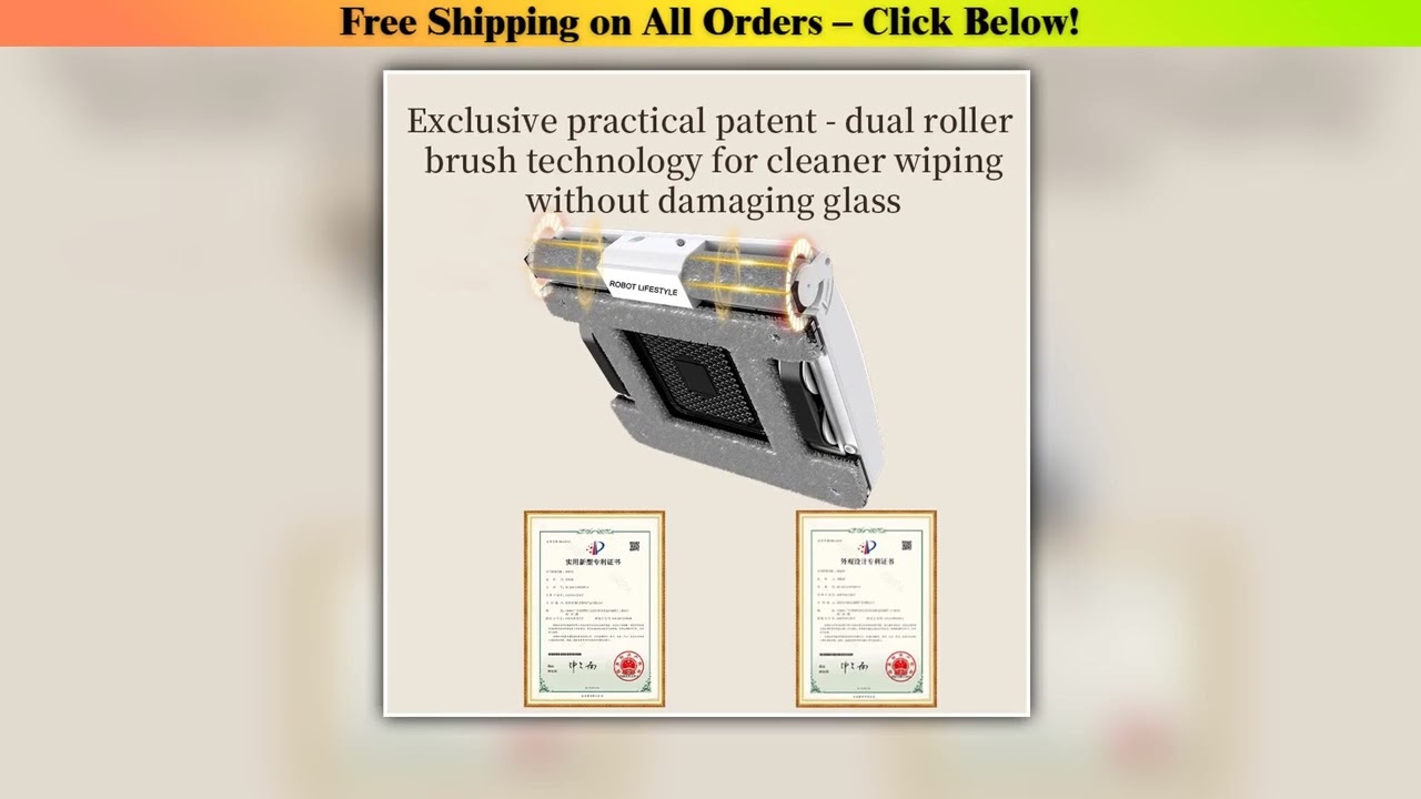 2025 Window Cleaning Robot Cleaner Dural Roller, Spot Clean, 30ML Water Tank Two sides 3 Holes