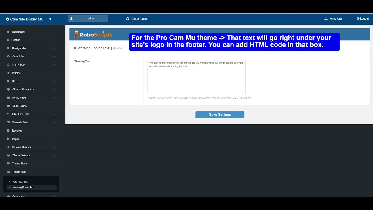 PHP Cam Script (v4) - Warning Footer Text - YouTube