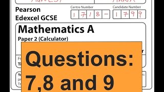 GCSE Maths Edexcel November 2015 Calculator (Q: 7,8 and 9)