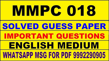 mmpc 018 guess paper in english | mmpc 018 important questions | mmpc 018 study material