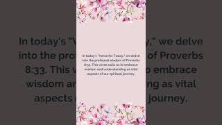Verse for Today - Proverbs 8:33 | Listen and Be Wise 🌟📖