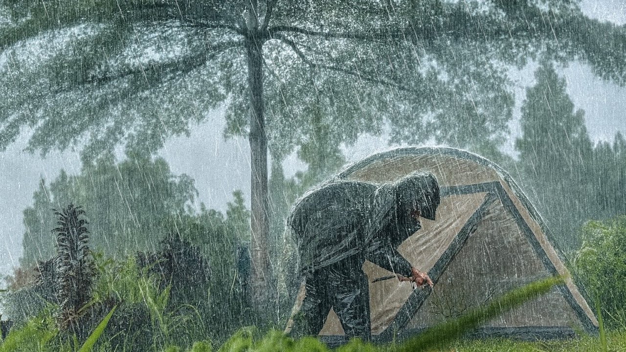 Extreme Camping in Heavy Rain & Strong Winds 🌪️Heavy Rain on Tent • Calming Camping Ambience‼️