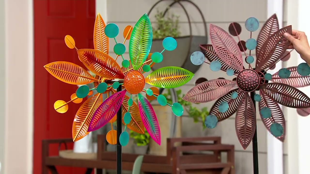 Plow & Hearth Filigree Leaf and Polka Dot Wind Spinner on QVC