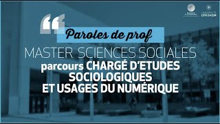 Paroles De Prof - Master Shs Parcours Chargé Détudes Sociologiques À Usages Du Numérique