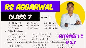Rs Aggarwal Class 7 Maths Chapter 1 || Integers || Exercise 1C, Q 2,3 | CBSE || Kn Sir | Rs Aggarwal