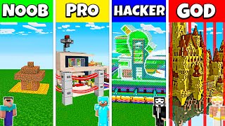 Minecraft Battle: NOOB vs PRO vs HACKER vs GOD: SECURE SAFEST BASE HOUSE BUILD CHALLENGE / Animation