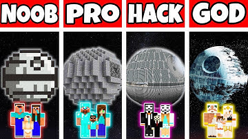 Minecraft: FAMILY STAR WARS DEATH STAR BUILD CHALLENGE - NOOB vs PRO vs HACKER vs GOD in Minecraft