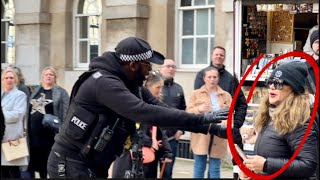 SCENES! ( Police vs Karen ) POLICE confront & tells woman, stand on the right, But? ( OH JESUS )