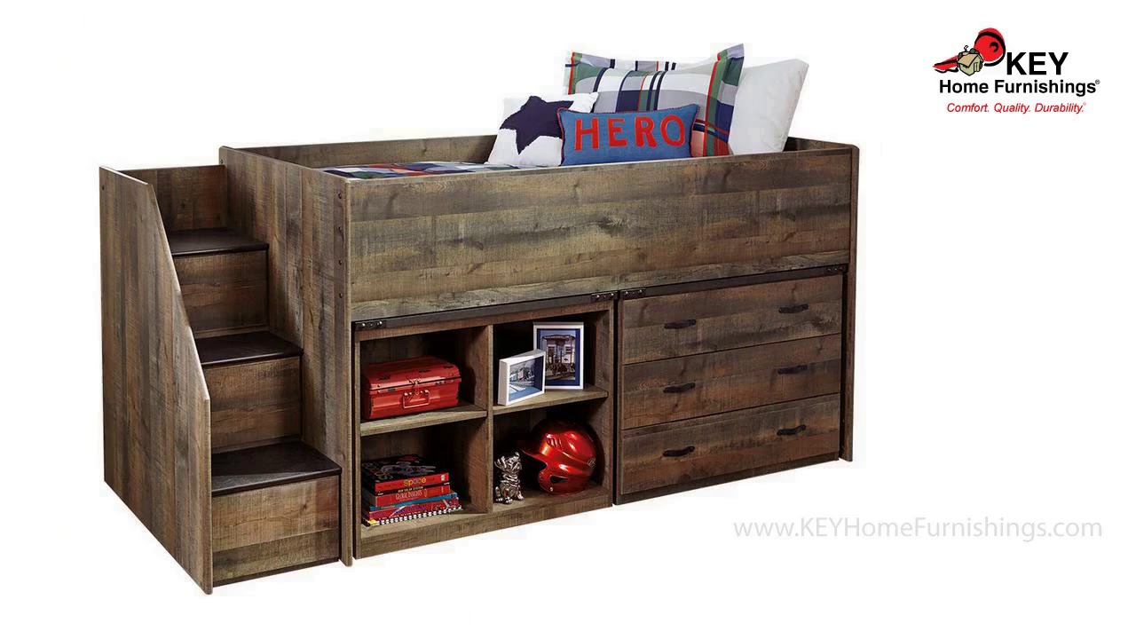 Ashley Trinell Twin Loft Bed With Storage B446LBS KEY Home YouTube