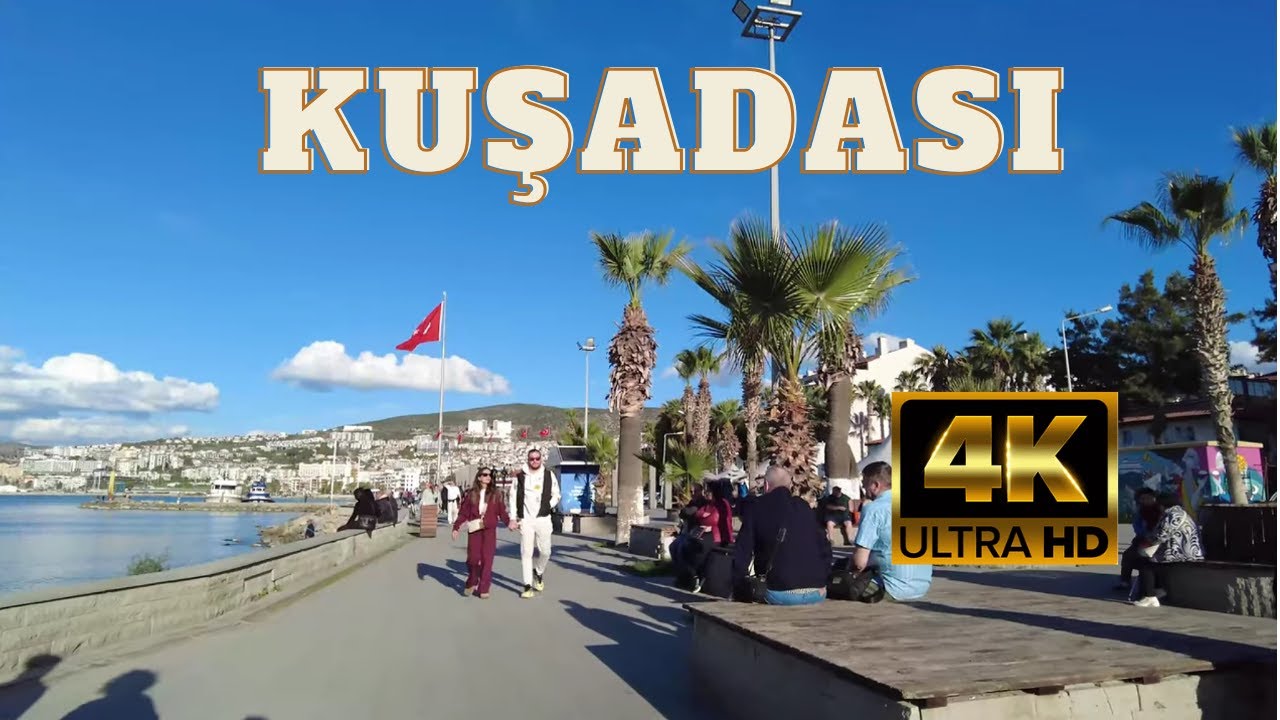 Прогулка по Кушадасы | Набережная, улицы и городская жизнь | 4K 60 FPS