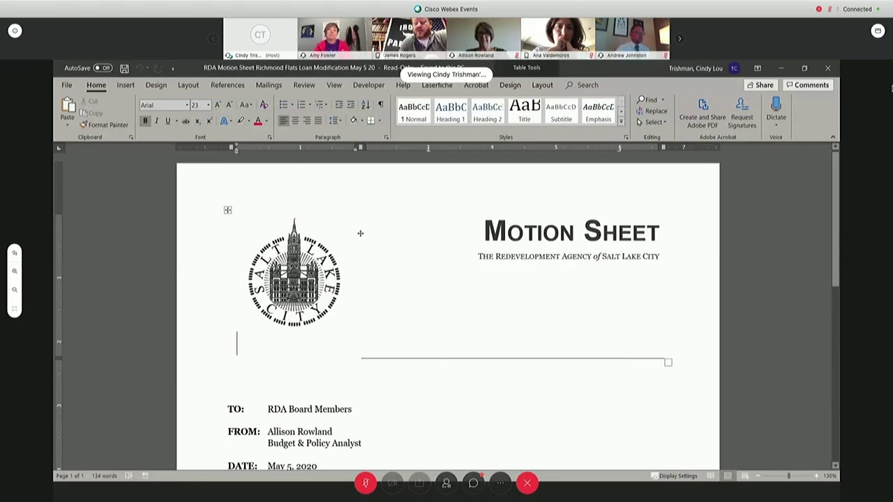 Redevelopment Agency (RDA) of Salt Lake City - 5/5/2020