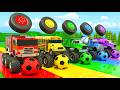 Coches mágicos para niños | Aprender colores con bomberos, ambulancia y más | Canciones infantiles