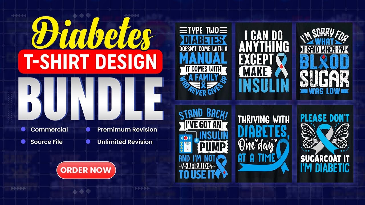 Diabetes  T-Shirt Design Bundle For POD