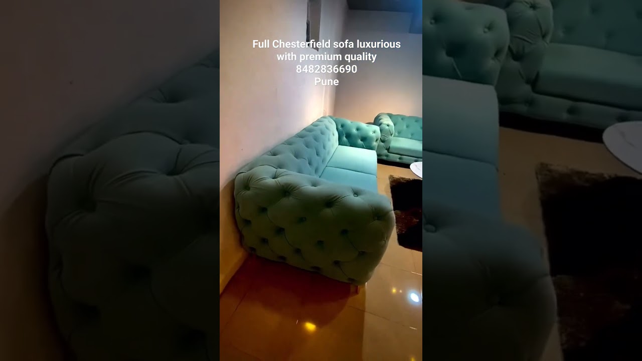 Chesterfield sofa set aqua blue 