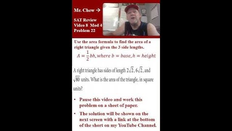 SAT Test Review V8 Mod 4 Problem 22 #triangle #area #radicals #mrkeithechew #sat #math #bearalgebra