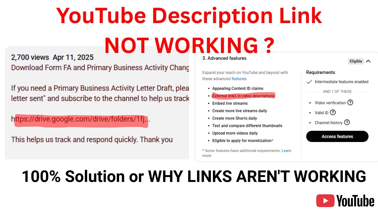 How to Enable YouTube Description Box Links? | Description Links Not Working Fix | 100% Solution