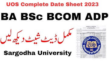 BA BSc BCOM Annual 2023 Date Sheet Sargodha University | BA BSc ADP Date Sheet Announced UOS 2023