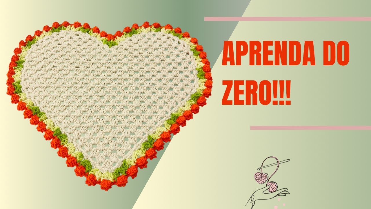 Sousplat de crochê CORAÇÃO COM TULIPAS - Super Fácil, rápido e econômico. INICIANTE- PASSO A PASSO