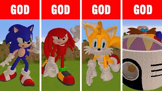 Minecraft God Vs God Vs God Vs God Sonic Knuckles Tails Dr Eggman Statue House Build Challenge